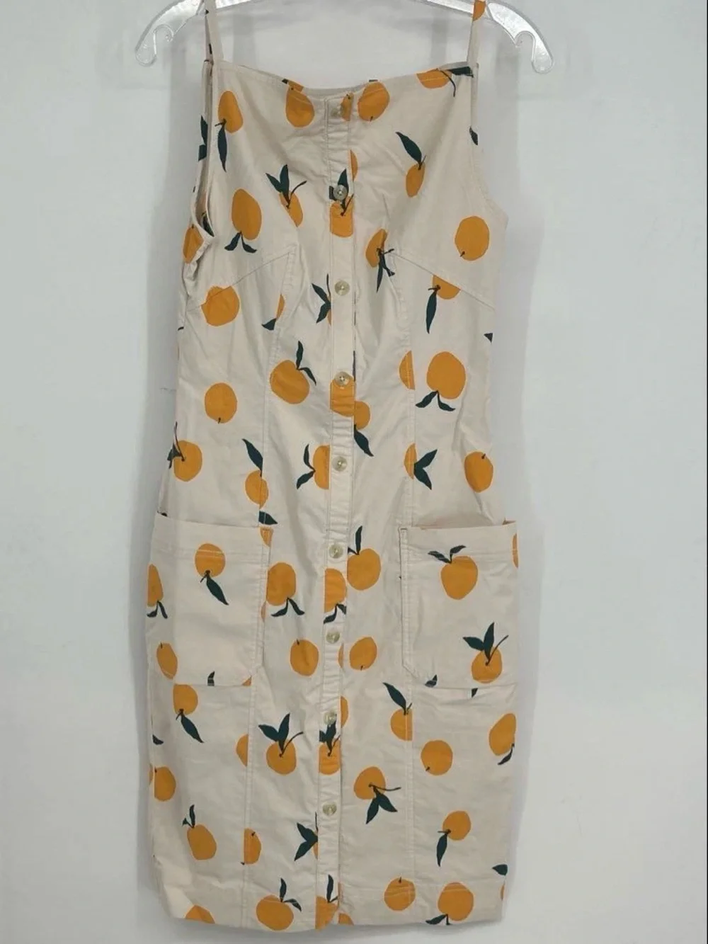 Anthropology Sleeveless white Midi Dress with Orange Motif - Picture 3 of 8